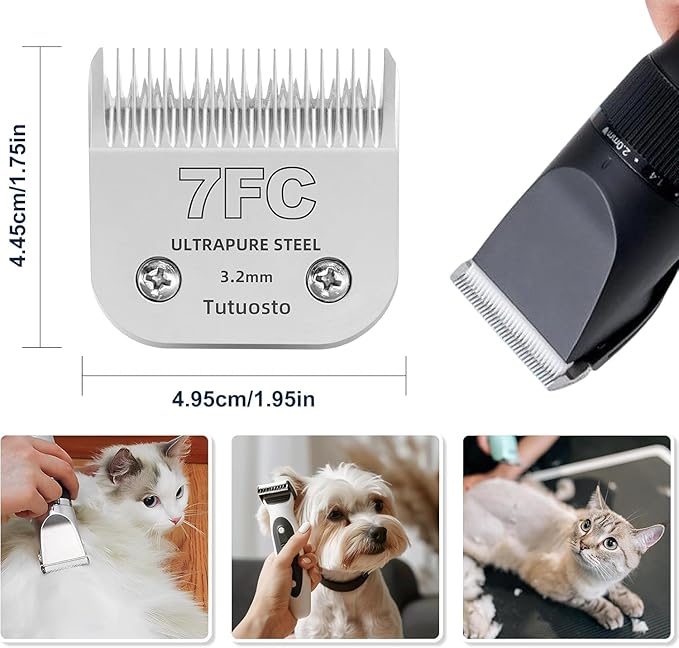 Clipper Blades Pet Grooming Clipper Replacement Blades Detachable Blade Compatible with andis/wahl/Oster Dog Clippers (7FC# 3PACK)