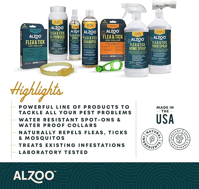 ALZOO Natural Flea & Tick Cat Collar, Helps Repel Fleas, Ticks & Mosquitoes, Plant-Based Active Ingredients, Phthalates and PVC Free Up to 4 Months Protection, Single