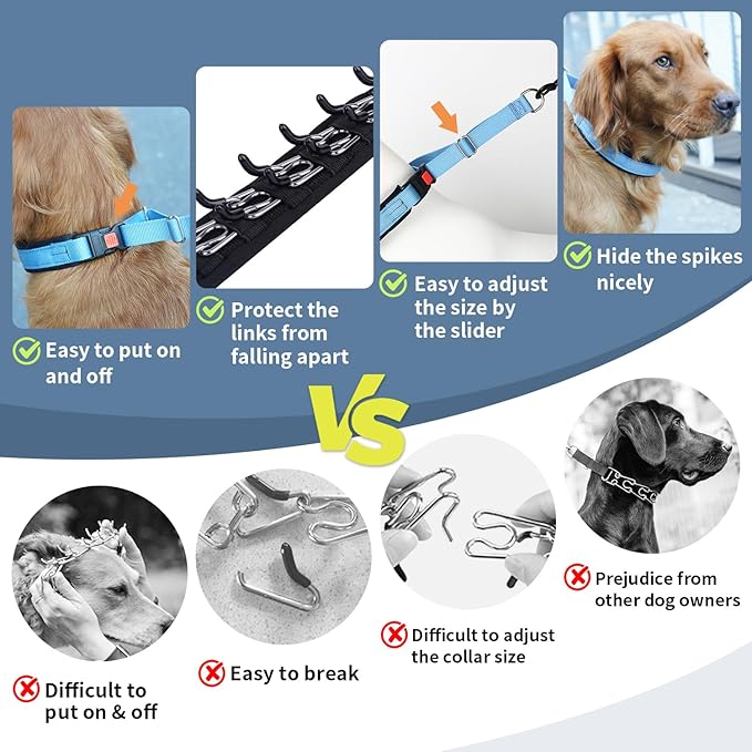 Mayerzon No Pull Dog Collar, Patented Martingale Collar for Small Medium Large Dogs with Buckle and Heavy Duty Nylon for Walking Training Hunting, Safe and Easy to Use(S, Blue)