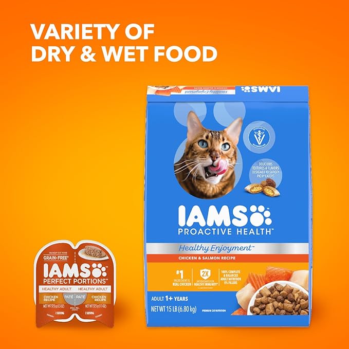 IAMS Healthy Enjoyment Dry Cat Food Chicken & Salmon Recipe, Cat Food Dry Recipe, 6 lb. Bag