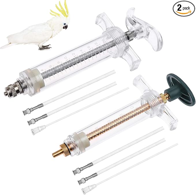 OBANGONG 2 Sets Hand Feeding Syringe for Birds, 20ml & 10ml, Plastic, Non-Sterile, 1 Count