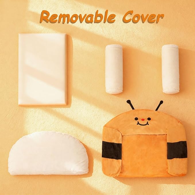 Cute Cat Couch with Soft Pillow, Supportive Dog Couch, Cat Sofa with Removable Cover，Cute Bee Shaped, 24 Inch