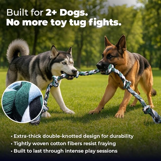 Giant Dog Rope Toys for Extra Large Dogs - 42 Inch, 6 Knot Tough Rope Chew Toys for Large Dogs - Benefits Non-Profit Animal Rescue - Indestructible Dog Toy for Aggressive Chewers
