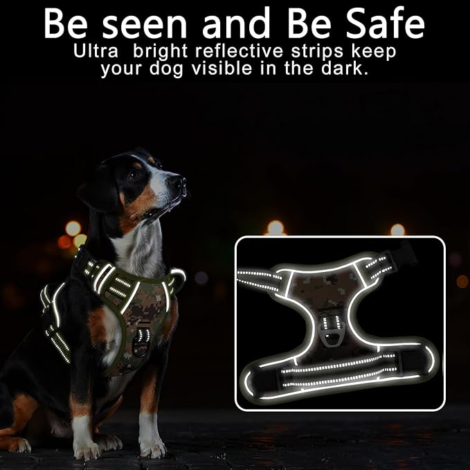 Timos Dog Harness Small Sized,No Pull Dog Harness Adjustable Metal Rings 3 Buckles,Reflective No Choke with Easy Control Handle for Small Dogs,Military Green S