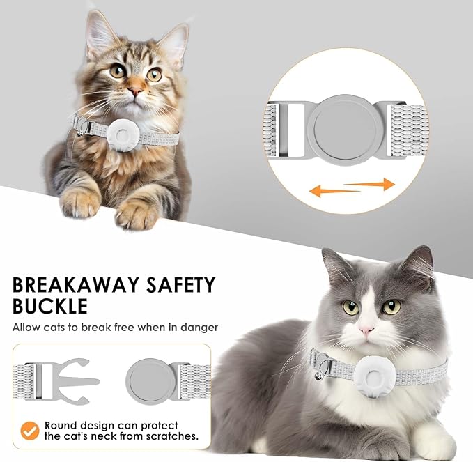 Cat Tracker, Lightweight Pet Tracker for Cats, GPS Tracker for Cats Compatible with Apple Find My App(Only iOS), Real-Time Tracking, Precise Positioning, No Monthly Fee