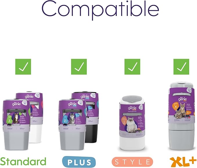 Litter Genie Refill Bags | Jumbo 6-Pack | Up to 4 Months of Supply in 1 Cartridge | Ultimate Odor Control Cat Litter Bags