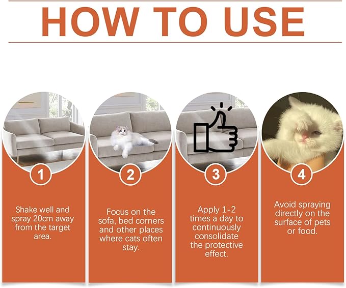 Cat Deterrent Spray - Natural Safe Premium Cat Spray Deterrent for Cats and Kittens, Cat Dogs Scratch Deterrent Training Aid Indoor and Outdoor for Furniture, Sofas, Curtain - 8.46 oz