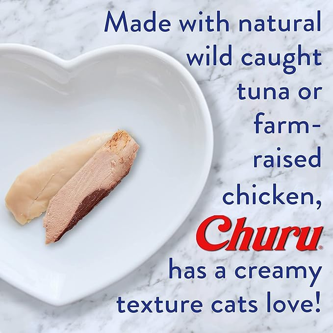 Churu Lickable Creamy Purée Cat Treats 3 Flavor Tuna and Chicken Variety Pack, 4 Count Pack of 18 (72 Tubes Total)