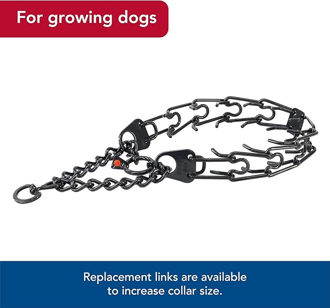 Herm Sprenger - Stainless Steel Ultra-Plus Prong Dog Training Collar - Black - 3.25 mm x 18" Neck Size; 22" Chain Length