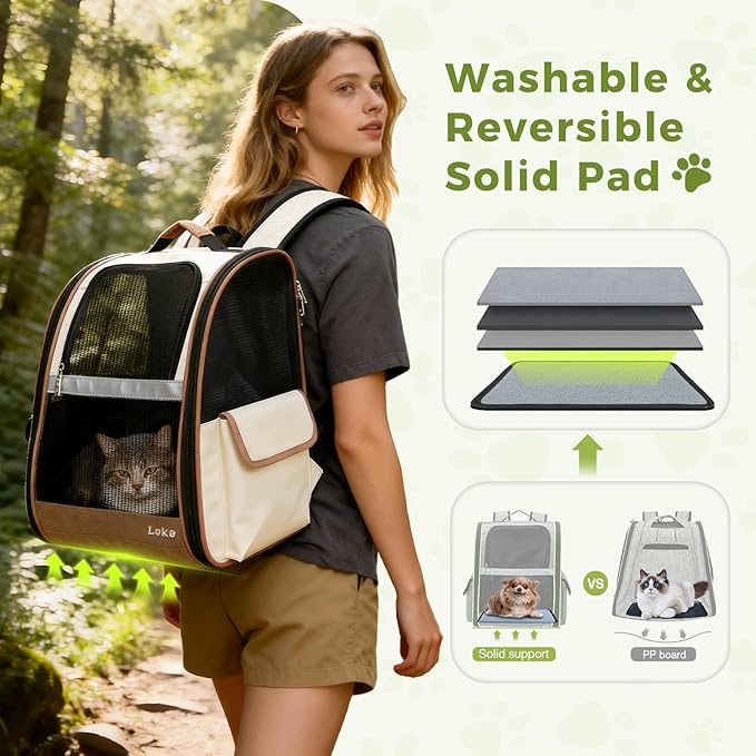 Lekereise Cat Backpack Carriers, Dog Carrier Backpacks with Breathable Mesh for Small Medium Cats Dogs Puppy Up to 17 Lbs, Pet Foldable Carrying Backpack Ventilated for Travel Hiking Collapsible
