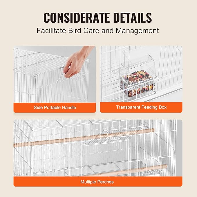 Happybuy 30-inch Stackable Flight Bird Cage for Small Parrots Like Canaries, Cockatiels, Lovebirds, Finches, Budgies, Conures and Macaws. Portable Pet Birdcage with Handle and Perches
