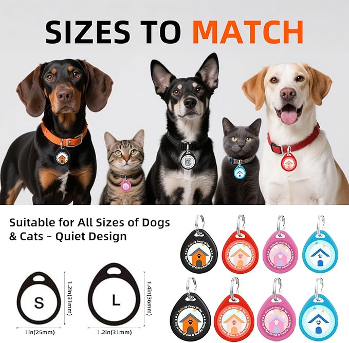 2 Pack Personalized Dog Tags,QR Code Pet ID Tags with Online Profile systerm,Editable Any Names and Phone numbles,Blue&Pink,L