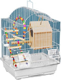 Wrought Iron Bird Cage, Flight Cage for Parakeets Medium Small Parrots Parakeet Cage for Cockatiels Lovebird Finches Canaries(White,35 * 28 * 47cm/14 * 11 * 19in)