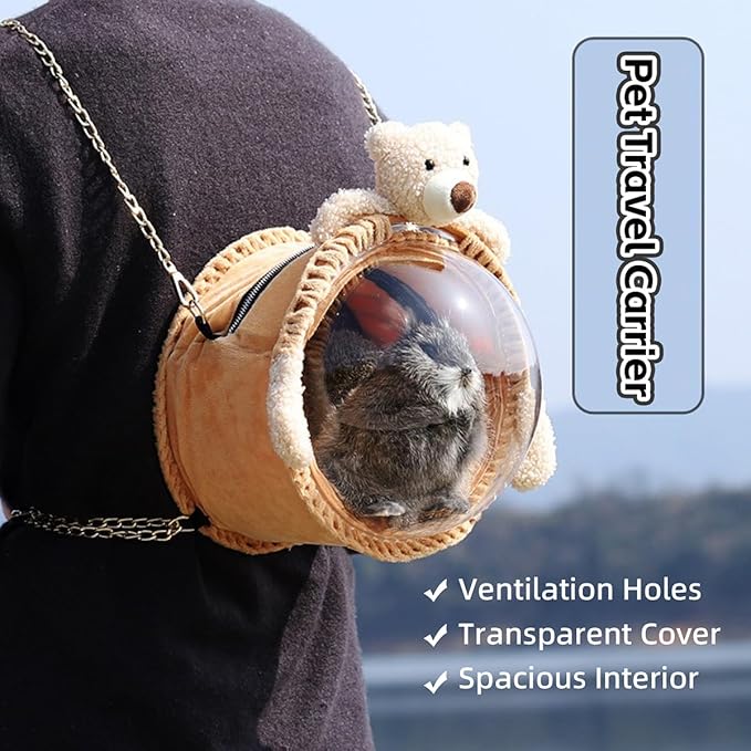 MANON ROSA Bird Carrier Backpack – Breathable Travel Bag with Clear Dome, Cute Cozy and Lightweight for Small Parrots Parakeet Lovebirds Budgie Cockatiel Sugar Gliders Hamsters Rabbits (Rabbit,Large)