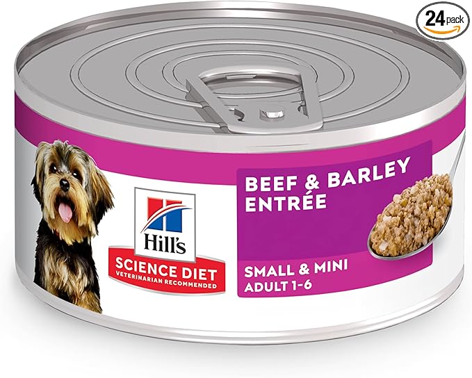 Hill's Science Diet Adult 1-6 Small & Mini Wet Dog Food, Beef & Barley, 5.8 oz. Cans, 24-Pack