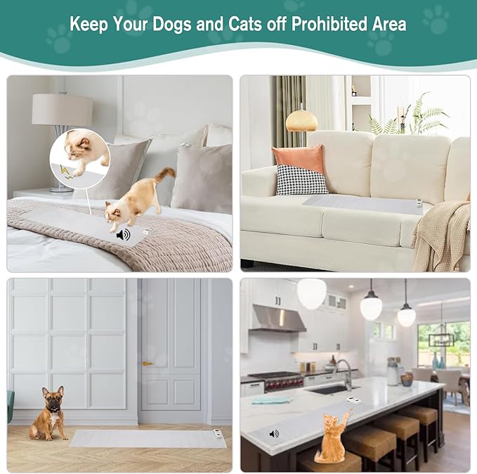 SEERWAY Scat Pet Shock Mat 2 Pieces in Different Size, Shock Pads for Dogs and Cats Training Indoor, Electric Repellent Mat Keeps Pets Off Couch, Sofa, Countertop, 3 Modes (60"x12"+22"x14")