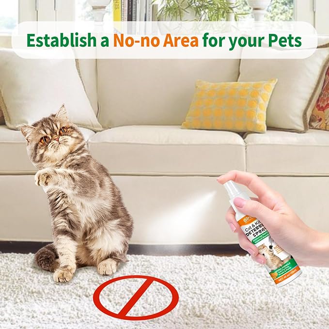 Cat Deterrent Spray for Indoor & Outdoor 2Pack - Natural Repellent to Prevent Scratching & Urine Marking on Furniture, Sofas, Rugs, Curtains - Safe Cat Behavior Training Aid with Natural Ingredients