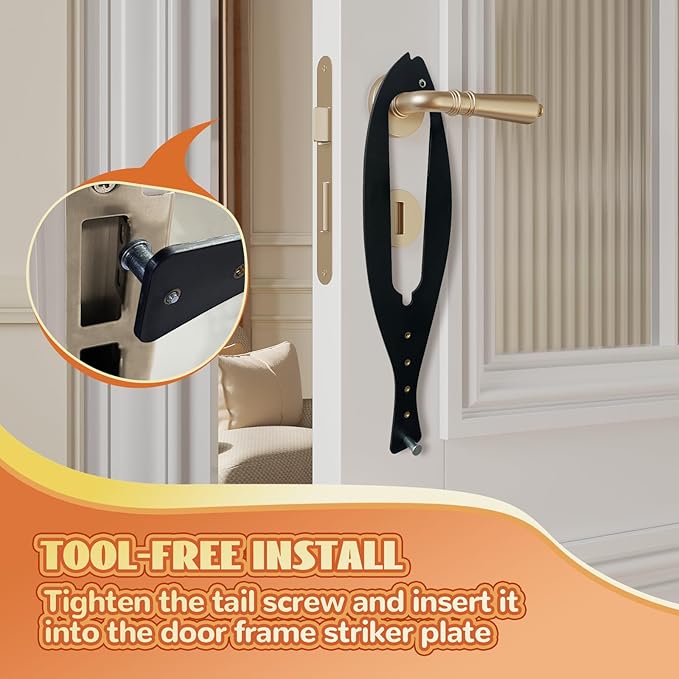 TGIOW Cat Door Latch, 1 Pcs Cat Door Stopper Pet Door Latch to Keep Dog Out of Litter Box and Food, Door Prop for Cat with 5 Adjustable Size Strap 2.5-6" Wide, No Measuring, Easy to Install, Black