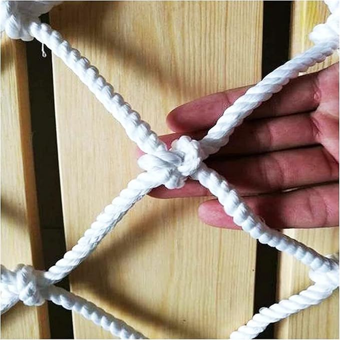 SCITOY Rope Net for Playground Safety Net in White Nylon Child pet Cat Safety Anti-Fall Net for Stair Railings Balcony Patio Protection 5cm mesh,1x2m(3x7ft)