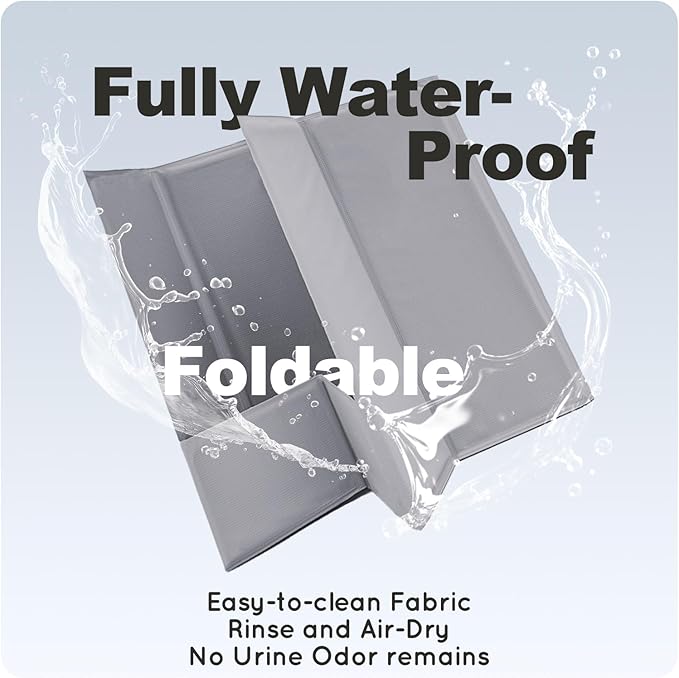 Dog Litter Box, Pee Pad Holder Foldable, Indoor Dog Potty Tray for Puppy & Large Dogs, High Walls, Seamless, No Assembly, Waterproof, Easy to Clean, No Spill,Portable for Travel