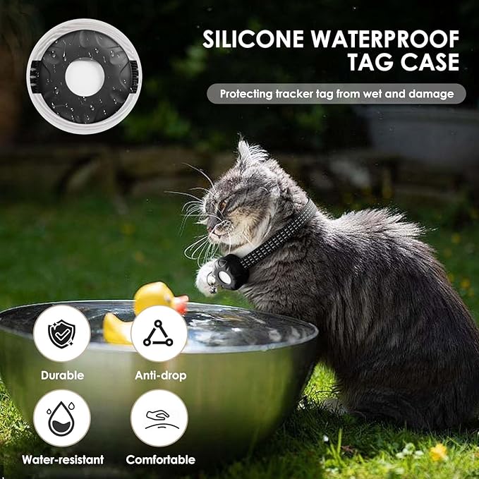 Cat Tracker, Lightweight Pet Tracker for Cats, Cat GPS Tracker Compatible with Apple Find My App(Only iOS), Real-Time Tracking, Precise Positioning, No Monthly Fee, Long-Life Battery