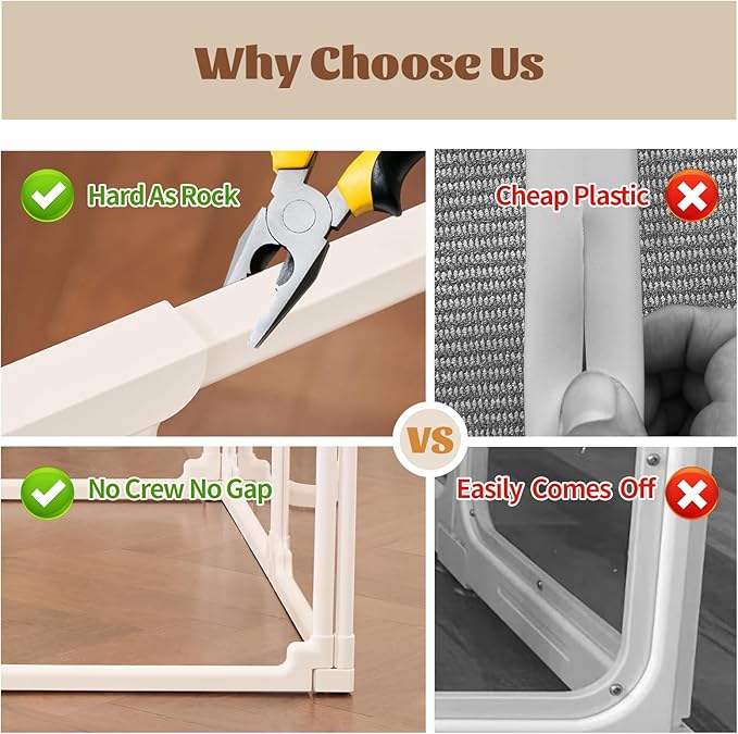 FlexiSpace 2-Panel Area Expansion Kit, Customizable Height & Space Clear Acrylic Dog playpen Indoor, The ONLY Play Pen That Grows with Your Pets (White, 24" H, 2 Panels)