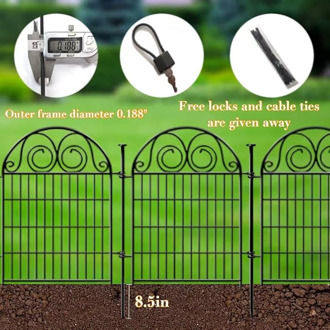 Tall Garden Fence Animal Barrier with Gate, 40 in(H) 12 Panels Garden Fences and Borders for Dogs, Dog Fence Outdoor for Yard, Total Length 26.2 Ft Metal Temporary Fencing│Patented