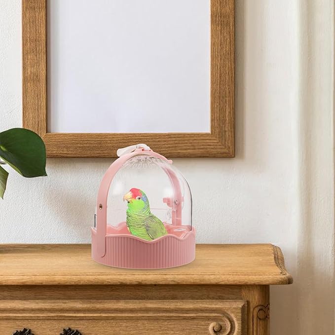 Beaupretty Portable Parrot Travel Cage with Ventilation Lightweight Medium-Sized Bird Carrier Cage for Outdoor Use for Parakeets and Conures Pink
