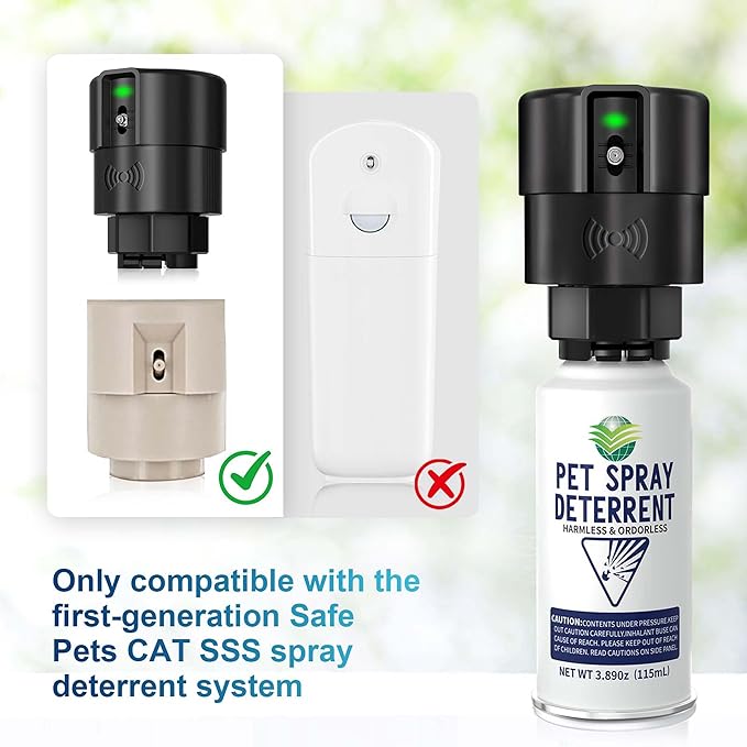 Cat Deterrent Spray Refill, Pet Spray Deterrent System, Motion Activated Cat System, Cat & Dog Odorless & Indoor, Up to 3 Feet Away, Pet Deterrent Spray Refill 2 Pack 7.78Oz