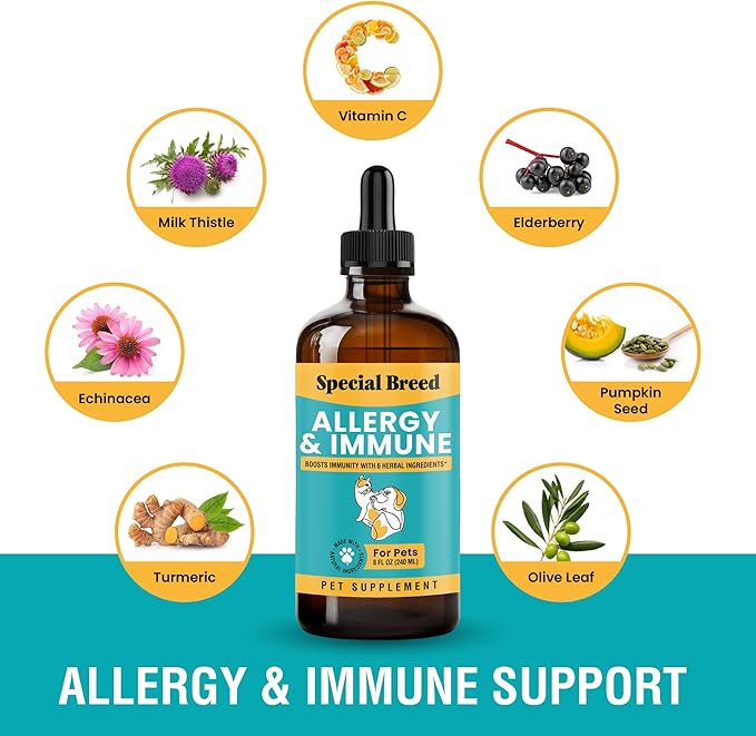 Special Breed Allergy & Immune with Elderberry, Allergy Relief for Cats and Dogs, Anti Itch Treatment, Relief for Pet Allergies, Immune Support for Cat or Dog, 8 Ounce (Pack of 2)