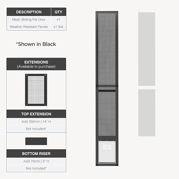 Hakuna Pets V2 Patio Pet Door Screen Insert Panel for Sliding Doors, Fits Door Track Min Ht 55.12" to Max Ht 84.25",UV Resistant Mesh, Locking Magnetic Dog Door, Easy Install and Removal, Small, White