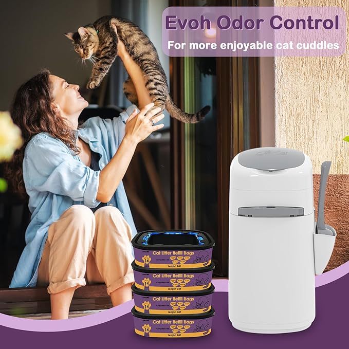 Cat Litter Refill Bags Cartridge Compatible with Genie Litter Standard, Plus, XL and XL+ pails,Lasts Up to 14 Weeks Per Cat (4 Pack)