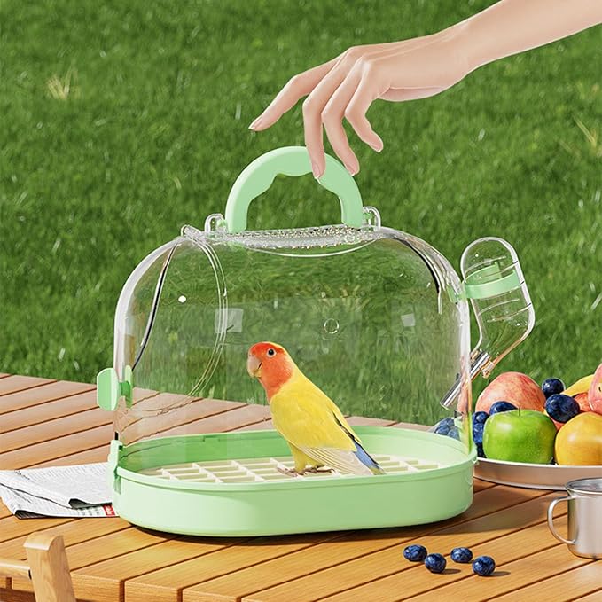Practical Bird Cage Clear Carriers Box with Bottom Grids for Outdoor Walking Pet Travel Birdcage Transport Bird Carriers