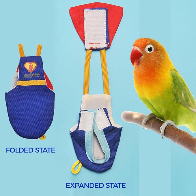 Bird Diaper Cockatiel Clothes Flight Suite, Reusable Parrot Nappy with Waterproof Inner Layer (YELLOE-L)
