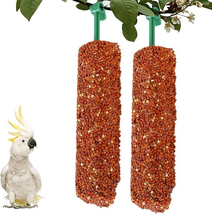 Cockatiel Treat - | 2 Pieces Bird Snacks | Pet Bird Treat Sticks | Cockatiel Treats, Pet BirdTreat Sticks Training Food Rewards Chewing Foraging Snacks for Myna Parakeet Finch Conure Parrot