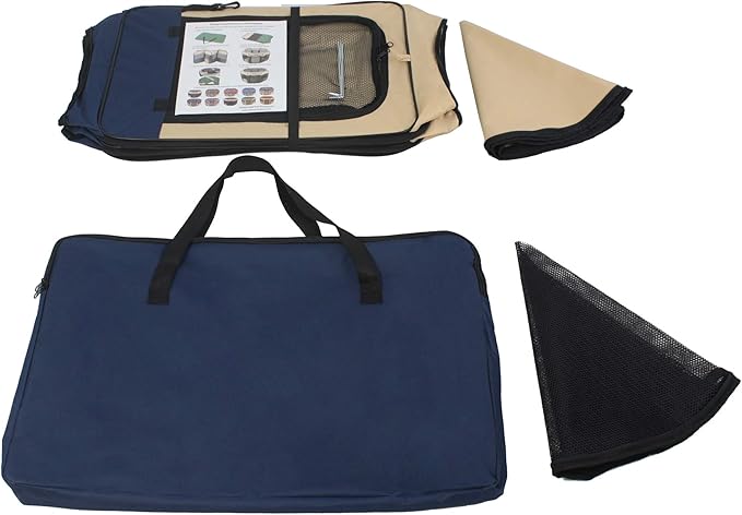 EliteField 2-Door Soft Pet Playpen (2 Year Warranty), Exercise Pen, Multiple Sizes and Colors Available for Dogs, Cats and Other Pets (62" x 62" x 24"H, Navy Blue+Beige)