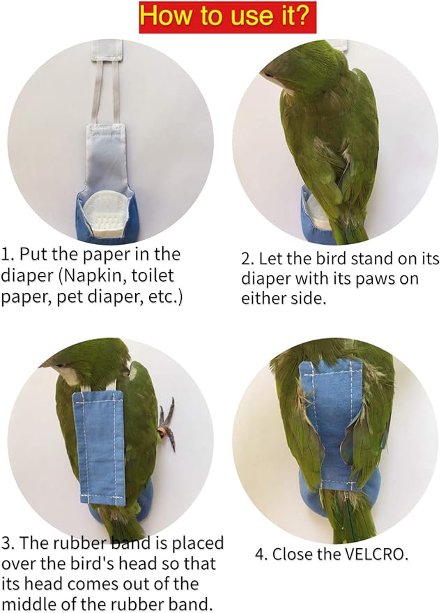 Poli(L) Bird Flight Suits & Diapers - Reusable, Waterproof Pet Bird Supplies