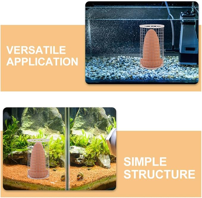DOITOOL Ceramic Spawning Cones and Aquarium Breeding Box with Protective Net Medium Size Fish Breeding Container for Angelfish Discus Shrimp Suitable for Fish Tank Isolation