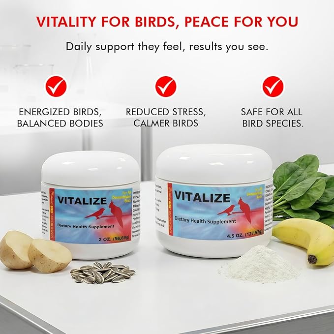 Morning Bird Vitalize for Birds 2 oz – Stress & Dehydration Support – Promotes Hydration, Energy, Balance & Muscle Recovery – Water-Soluble Supplement for All Bird Species