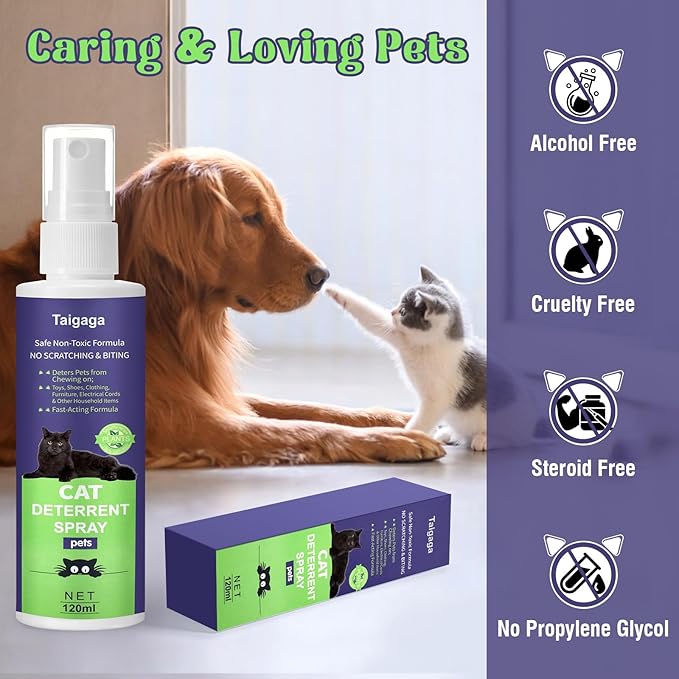 Cat Deterrent Spray, Cat Repellent Spray, 5.07 Fl Oz Cat Scratch Furniture Protector Spray, No Chew Spray for Dogs & Cats, 1 Pack