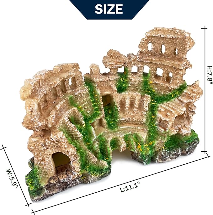 Antique Roman Column Ruin Aquarium European Castle Decoration for Fish Tank Castle Cave Hideouts Rocks Plants Supplies Accessories Safe for Freshwater and Saltwater Fish Tanks – Large