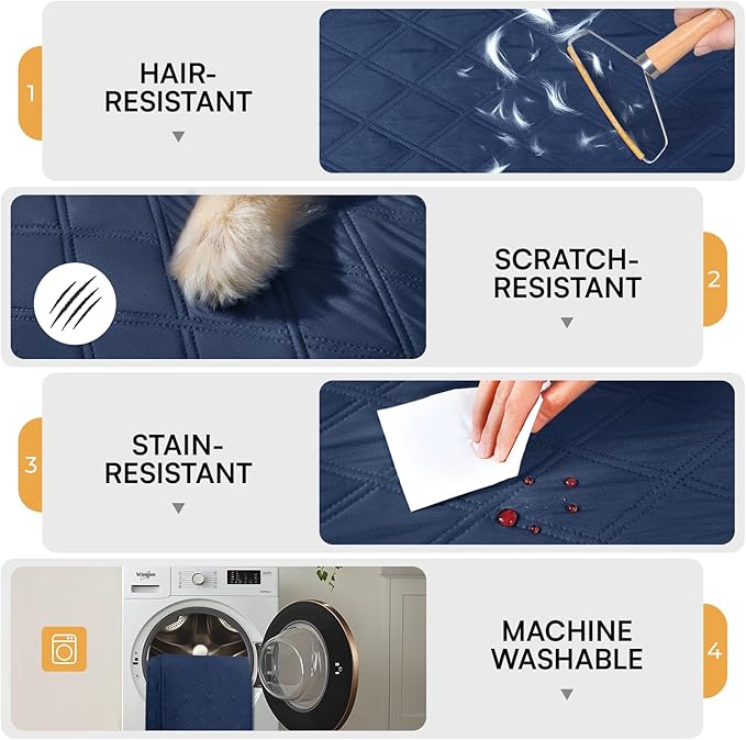 Luciphia 100% Waterproof Couch Cover Blanket for Dogs Anti-Slip Pet Couch Protector Sofa Mat Puppy Cat Blanket with Non-Slip Bottom, Navy Blue, 68x82 Inch