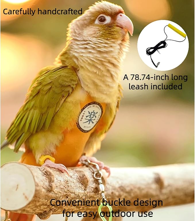MANON ROSA Bird Diapers Leash Set Washable Reusable Handmade Flight Suit Waterproof Inner Layer - Protective Parrot Nappy Clothes Parakeets Macaws Budgies Canaries (Orange1,Caique)
