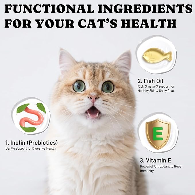 Lickable Cat Treats, High Moisture Hydrating Creamy Puree Squeeze Tubes, Chicken Flavor, 20 Tubes 0.5oz, Grain-Free, Omega Oils & Vitamin E, Skin & Coat Health, Digestive and Immune Support