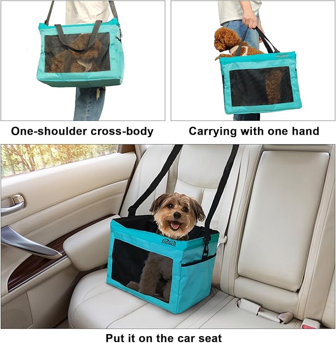 Bicycle Front Basket, Dog Car Seat with Safety Rope, Folding Detachable Quick Release Easy Install, for Pet, Shopping, Commuter, Camping and Outdoor(Color:Green)