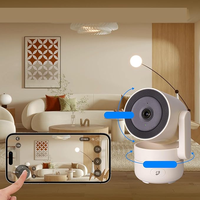 Walfront 2.4G WiFi Security Camera Indoor Baby/Elder/Dog/Pet Camera Smart Home Surveillance 360 Degree Rotation Private Mode Triggering Alarm