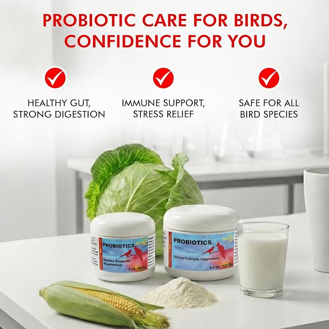 Morning Bird Probiotics for Birds 4.5 oz – Digestive Health Supplement Supporting Gut Balance, Nutrient Absorption, & Immune Support – Easy Mix Powder Supplement for All Bird Species