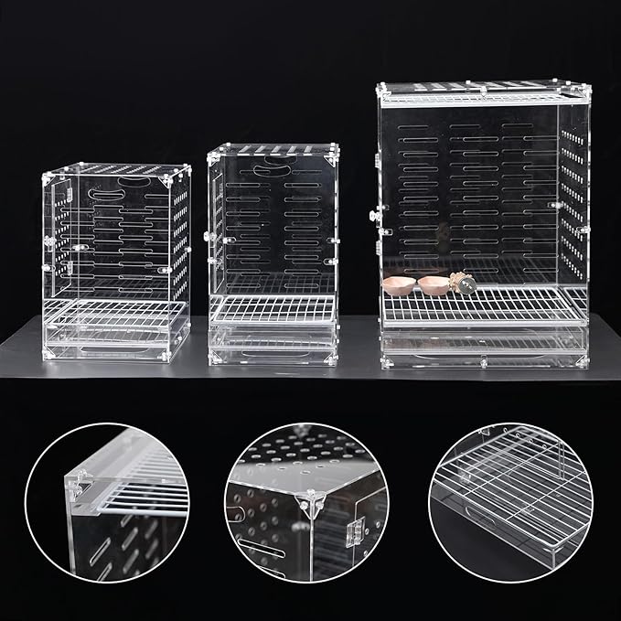 Clear Acrylic Bird Cage for Small Birds, Transparent Display Habitat for Canary, Parakeet - Easy to Clean & Assemble (14x15x20in)