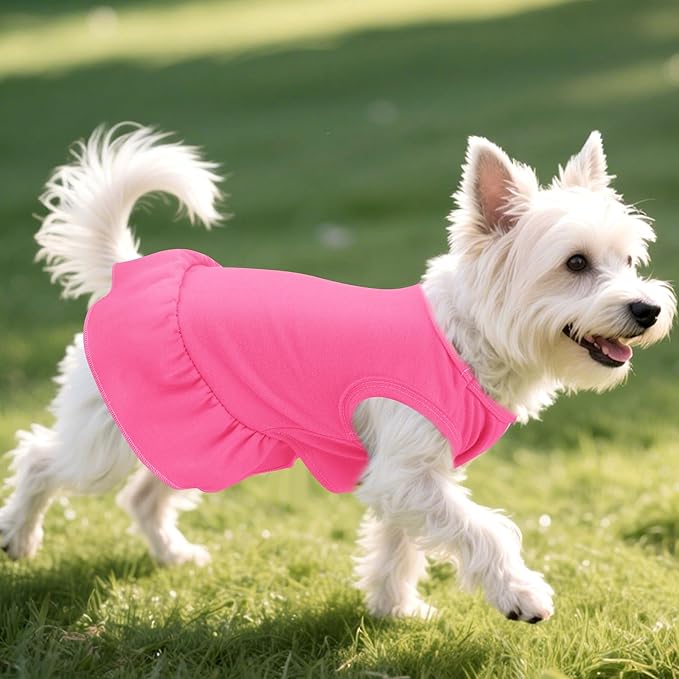 Dog Dresses Cat Skirt Solid Color Dog Clothes Summer Sleeveless Puppy Girl Clothes for Small Pet Dogs Cats (Rose Pink, X-Small)