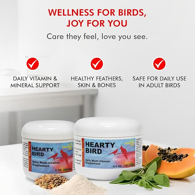 Morning Bird Hearty Bird 2 oz – Daily Multivitamin Powder for Birds – Energy Support - Healthy Growth – Nutrient Supplement for All Bird Types